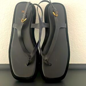 ZARA simple minimalistic sandals black EU 40 US 9,5 platform Japanese st…